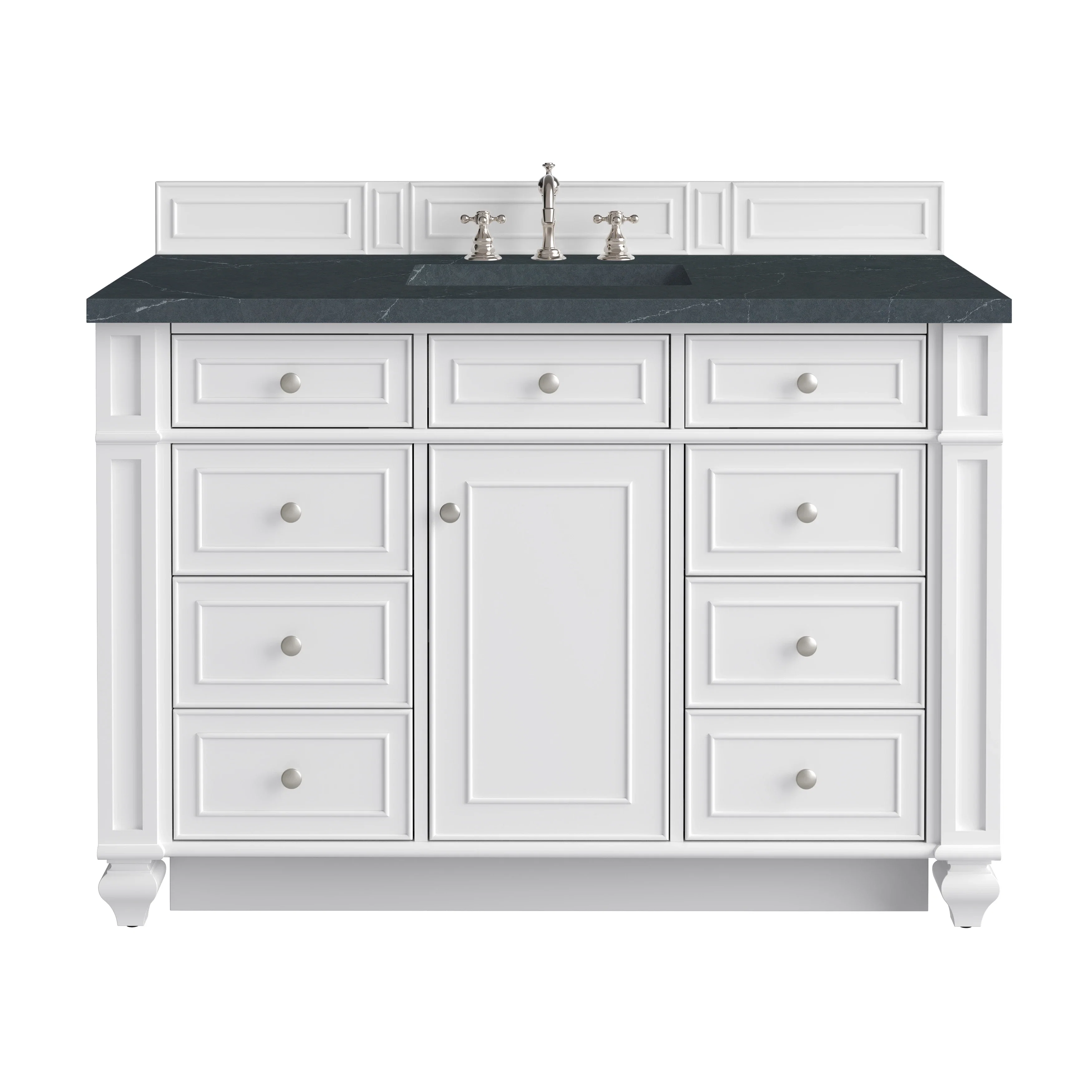 Bristol 48" Single Vanity, Bright White w/ 3 CM Charcoal Soapstone Silestone Top