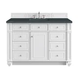 Bristol 48" Single Vanity, Bright White w/ 3 CM Charcoal Soapstone Silestone Top