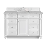 Bristol 48" Single Vanity, Bright White w/ 3 CM Eternal Jasmine Pearl Silestone Top