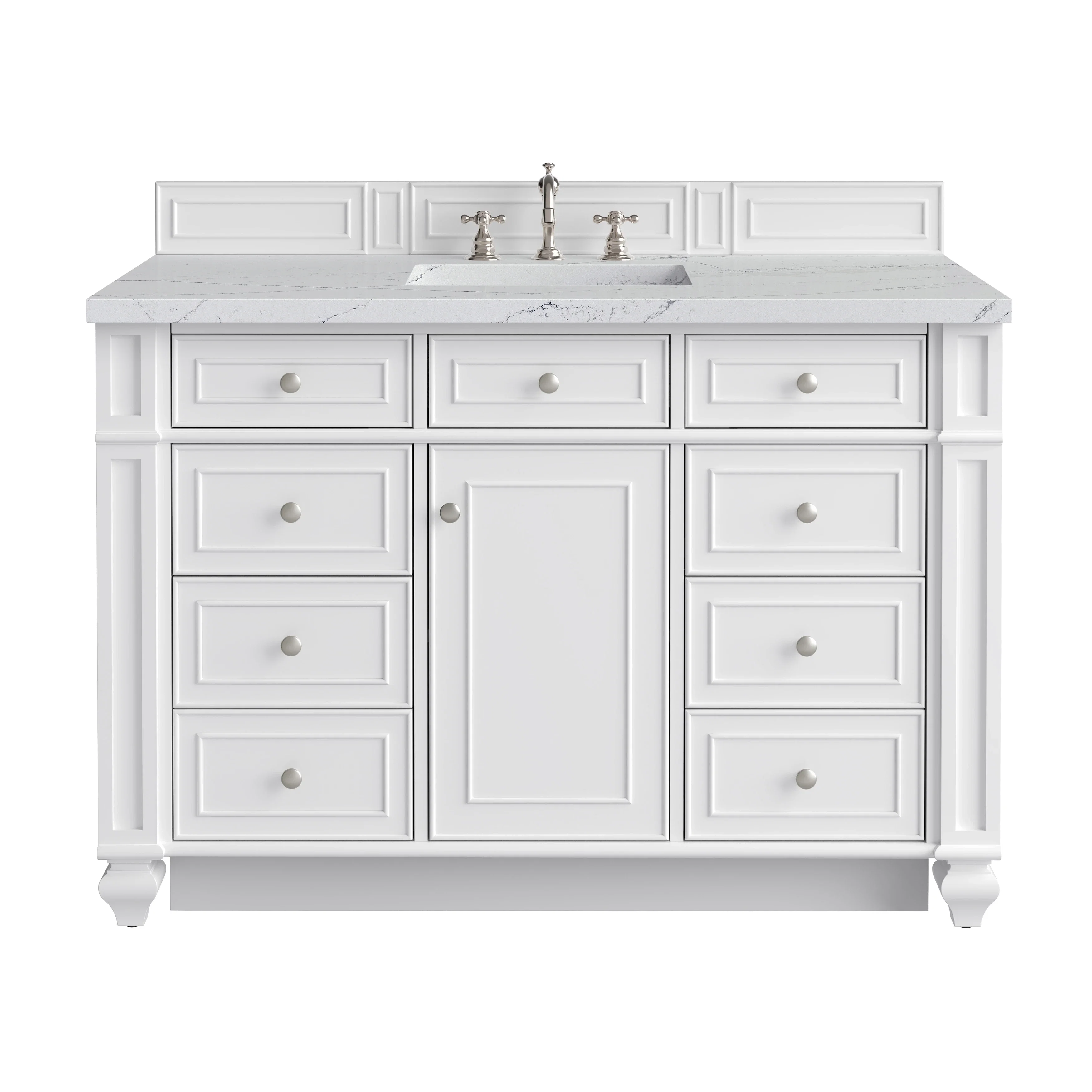 Bristol 48" Single Vanity, Bright White w/ 3 CM Ethereal Noctis Silestone Top