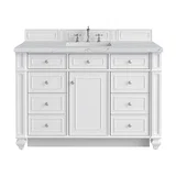Bristol 48" Single Vanity, Bright White w/ 3 CM Ethereal Noctis Silestone Top