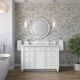 Bristol 48" Single Vanity, Bright White w/ 3 CM Ethereal Noctis Silestone Top