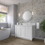 Bristol 48" Single Vanity, Bright White w/ 3 CM Ethereal Noctis Silestone Top