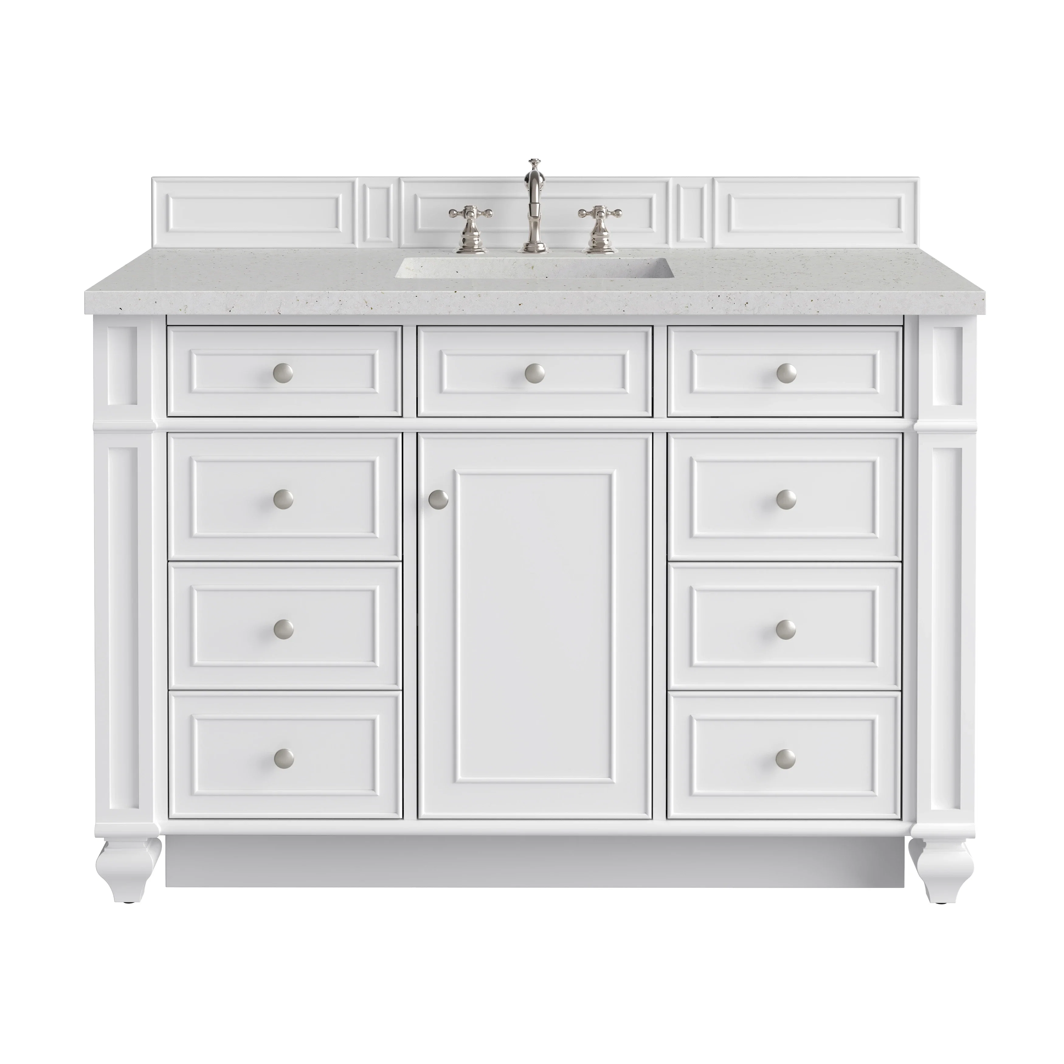 Bristol 48" Single Vanity, Bright White w/ 3 CM Lime Delight Silestone Top