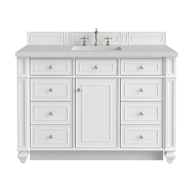 Bristol 48" Single Vanity, Bright White w/ 3 CM Lime Delight Silestone Top