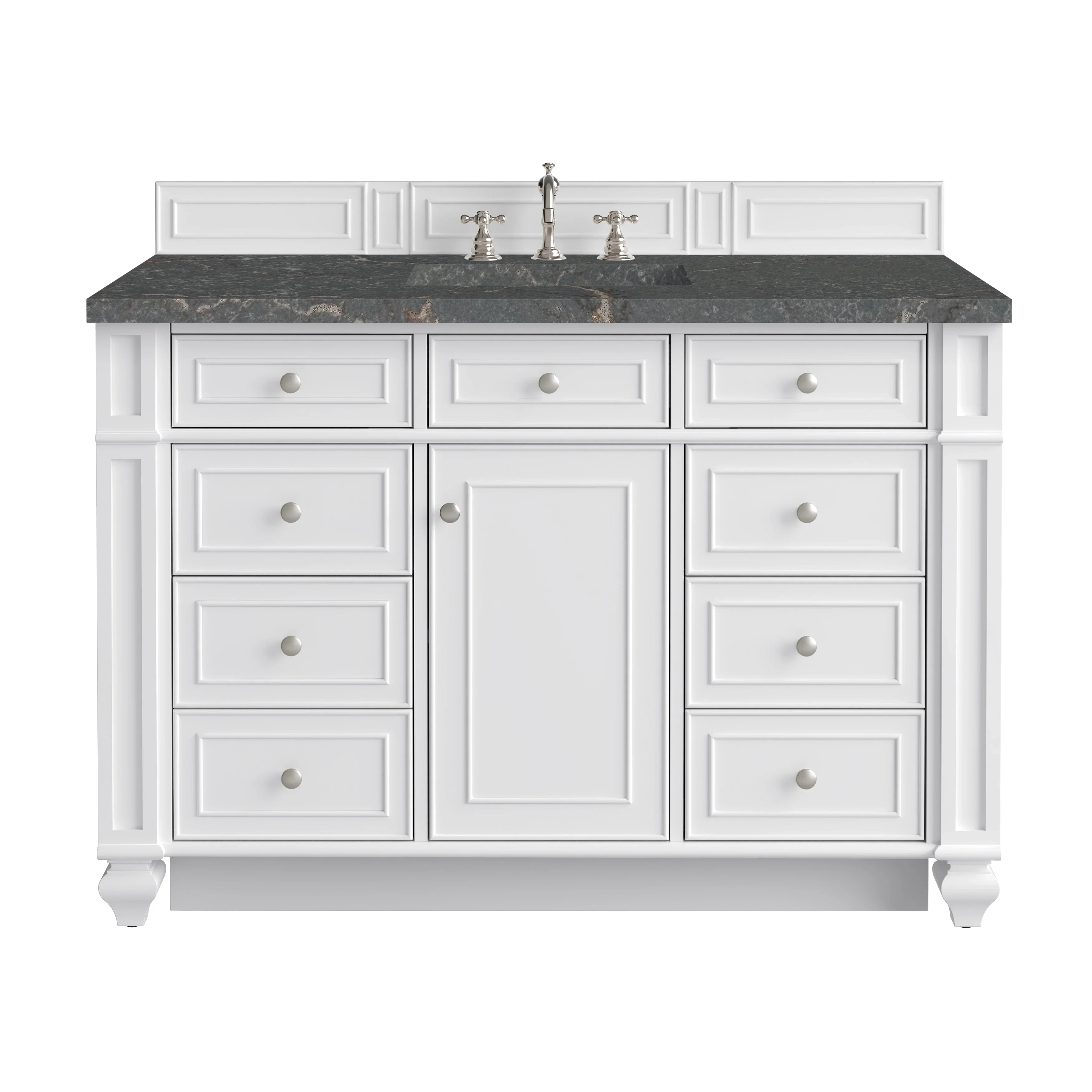 Bristol 48" Single Vanity, Bright White w/ 3 CM Parisien Bleu Silestone Top