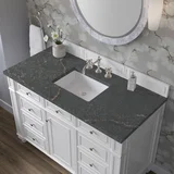 Bristol 48" Single Vanity, Bright White w/ 3 CM Parisien Bleu Silestone Top