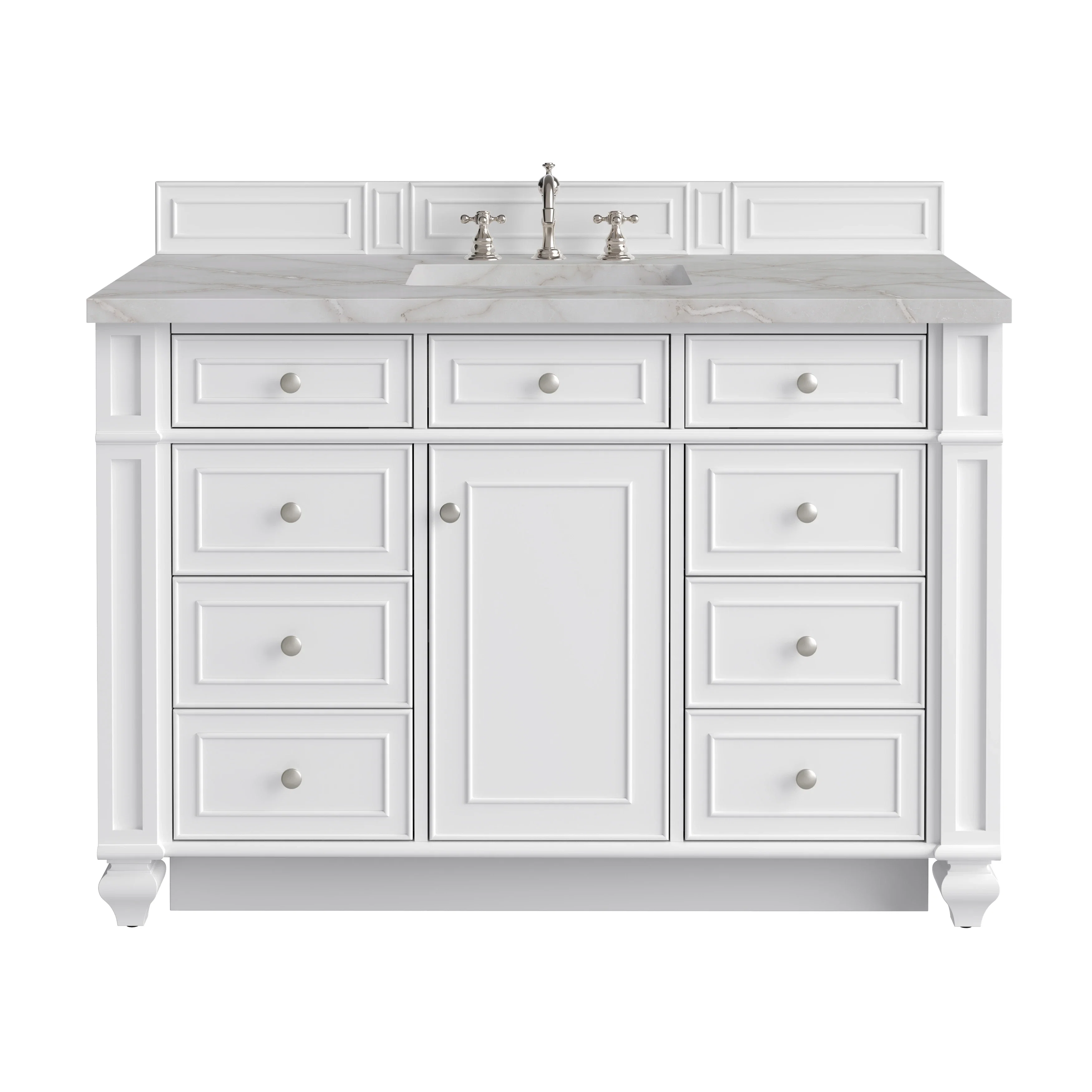 Bristol 48" Single Vanity, Bright White w/ 3 CM Victorian Silver Silestone Top