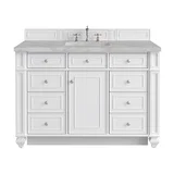Bristol 48" Single Vanity, Bright White w/ 3 CM Victorian Silver Silestone Top