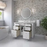 Bristol 48" Single Vanity, Bright White w/ 3 CM Victorian Silver Silestone Top