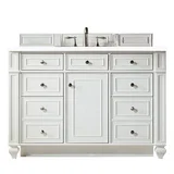 Bristol 48" Single Vanity, Bright White w/ 3 CM White Zeus Silestone Top
