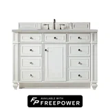 Bristol 48" Single Vanity, Bright White w/ 3 CM Eternal Jasmine Pearl Silestone Top w/ FreePower Wireless Charger