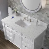 Bristol 48" Single Vanity, Bright White w/ 3 CM Eternal Jasmine Pearl Silestone Top w/ FreePower Wireless Charger