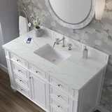 Bristol 48" Single Vanity, Bright White w/ 3 CM Ethereal Noctis Silestone Top w/ FreePower Wireless Charger