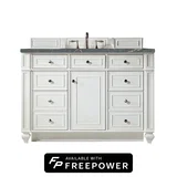 Bristol 48" Single Vanity, Bright White w/ 3 CM Parisien Bleu Silestone Top w/ FreePower Wireless Charger