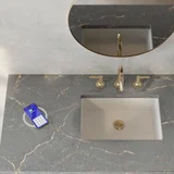 Bristol 48" Single Vanity, Bright White w/ 3 CM Parisien Bleu Silestone Top w/ FreePower Wireless Charger