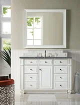 Bristol 48" Single Vanity, Bright White w/ 3 CM Parisien Bleu Silestone Top w/ FreePower Wireless Charger