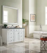 Bristol 48" Single Vanity, Bright White w/ 3 CM Parisien Bleu Silestone Top w/ FreePower Wireless Charger