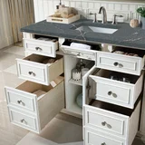 Bristol 48" Single Vanity, Bright White w/ 3 CM Parisien Bleu Silestone Top w/ FreePower Wireless Charger