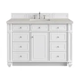 Bristol 48" Single Vanity, Bright White, w/ 3 CM Siberian Silestone Top w/FreePower Wireless Charger