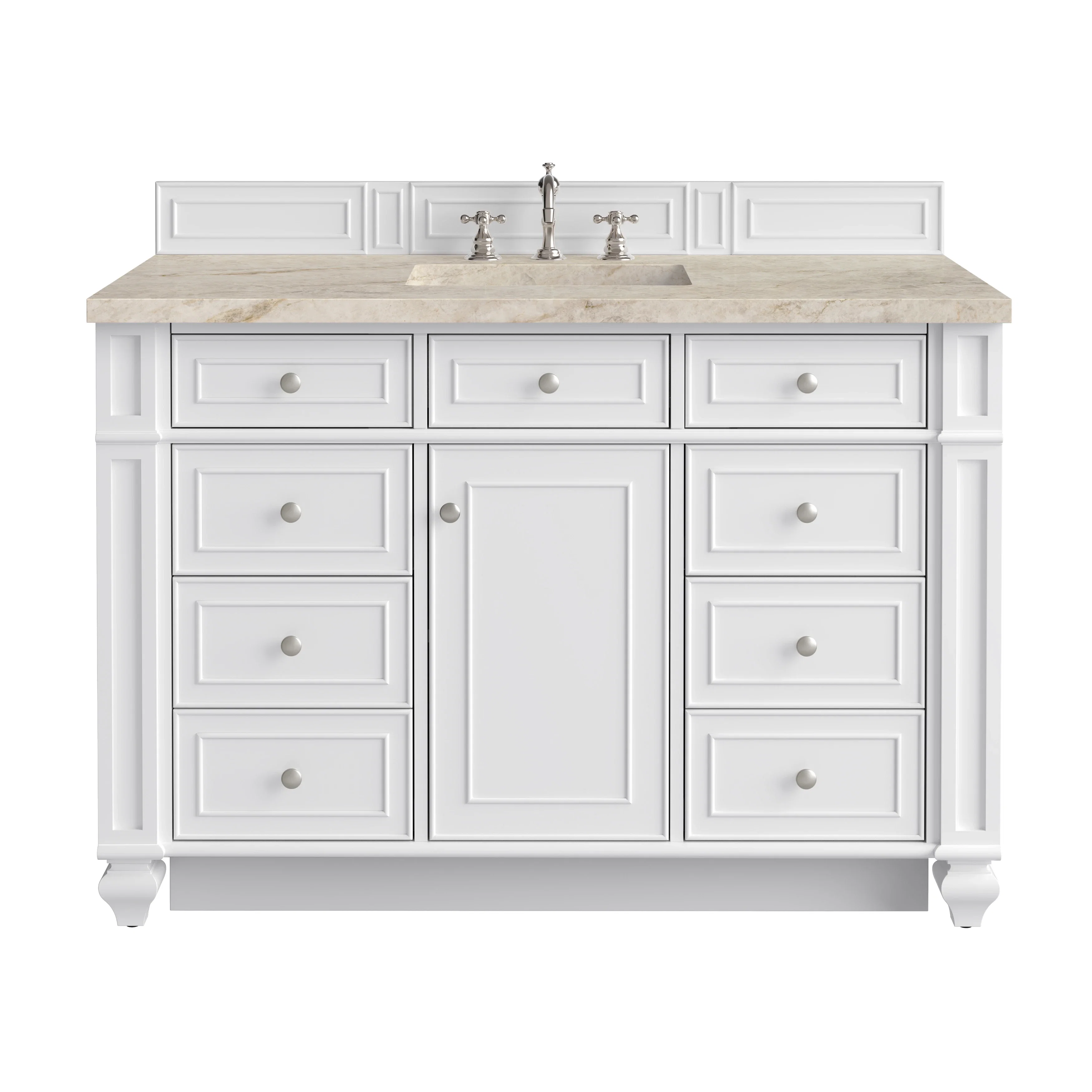 Bristol 48" Single Vanity, Bright White, w/ 3 CM Tajnar Eclos Top w/FreePower Wireless Charger