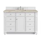 Bristol 48" Single Vanity, Bright White, w/ 3 CM Tajnar Eclos Top w/FreePower Wireless Charger