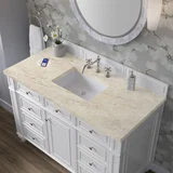 Bristol 48" Single Vanity, Bright White, w/ 3 CM Tajnar Eclos Top w/FreePower Wireless Charger