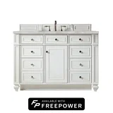 Bristol 48" Single Vanity, Bright White w/ 3 CM Victorian Silver Silestone Top w/ FreePower Wireless Charger