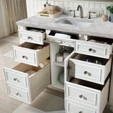 Bristol 48" Single Vanity, Bright White w/ 3 CM Victorian Silver Silestone Top w/ FreePower Wireless Charger