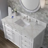 Bristol 48" Single Vanity, Bright White w/ 3 CM Victorian Silver Silestone Top w/ FreePower Wireless Charger