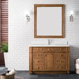 Bristol 48" Single Vanity, Saddle Brown w/ Single Hole 3 CM White Zeus Silestone Top & Backsplash