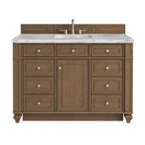 Bristol 48" Single Vanity, Saddle Brown w/ 3 CM Carrara Marble Top