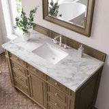 Bristol 48" Single Vanity, Saddle Brown w/ 3 CM Carrara Marble Top