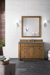 Bristol 48" Single Vanity, Saddle Brown w/ 3 CM Cala Blue Silestone Top