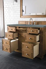 Bristol 48" Single Vanity, Saddle Brown w/ 3 CM Cala Blue Silestone Top