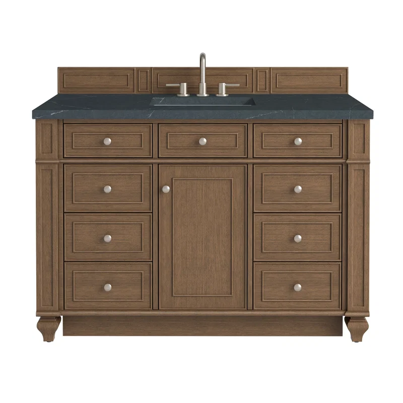 Bristol 48" Single Vanity, Saddle Brown w/ 3 CM Charcoal Soapstone Silestone Top