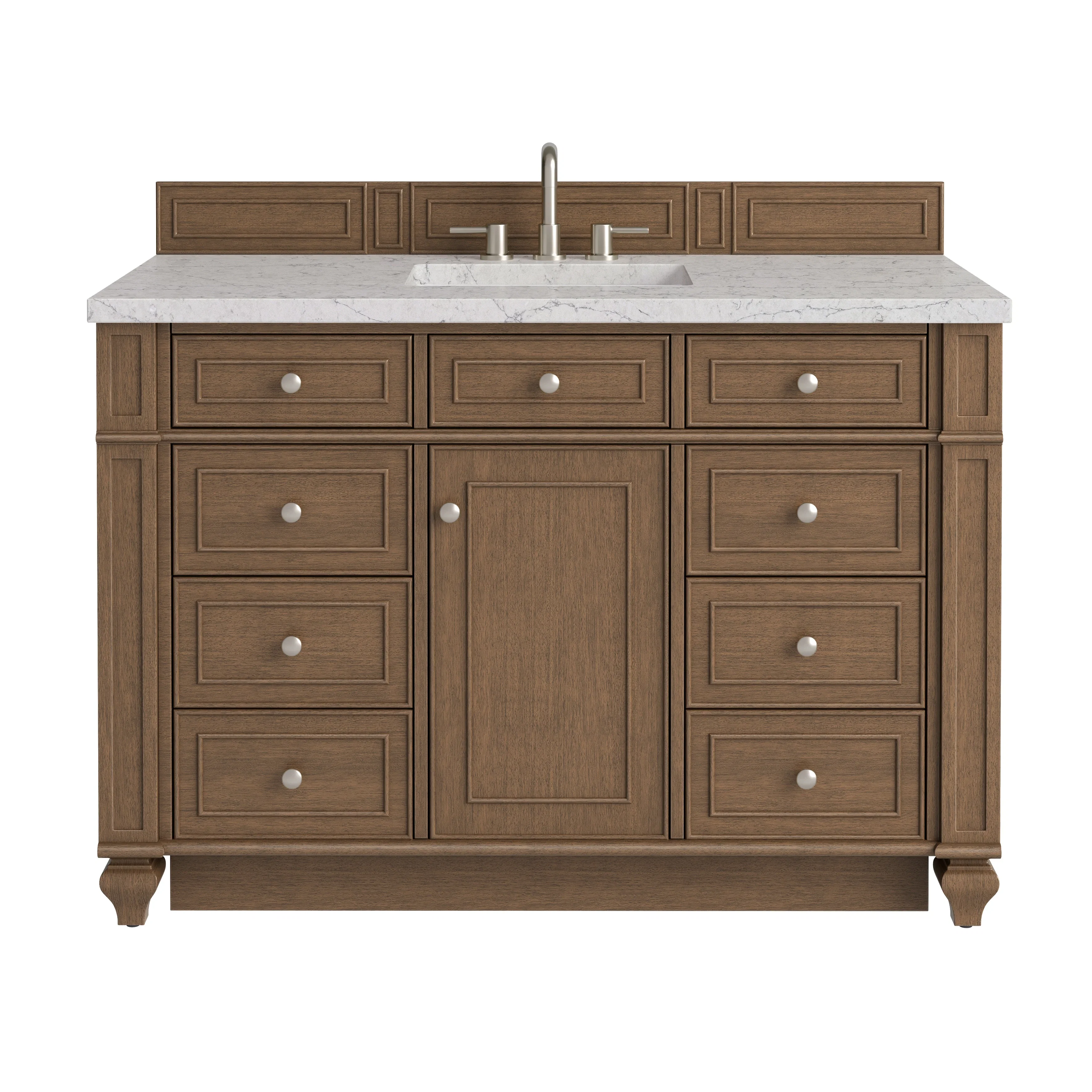 Bristol 48" Single Vanity, Saddle Brown w/ 3 CM Eternal Jasmine Pearl Silestone Top