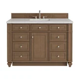 Bristol 48" Single Vanity, Saddle Brown w/ 3 CM Eternal Jasmine Pearl Silestone Top