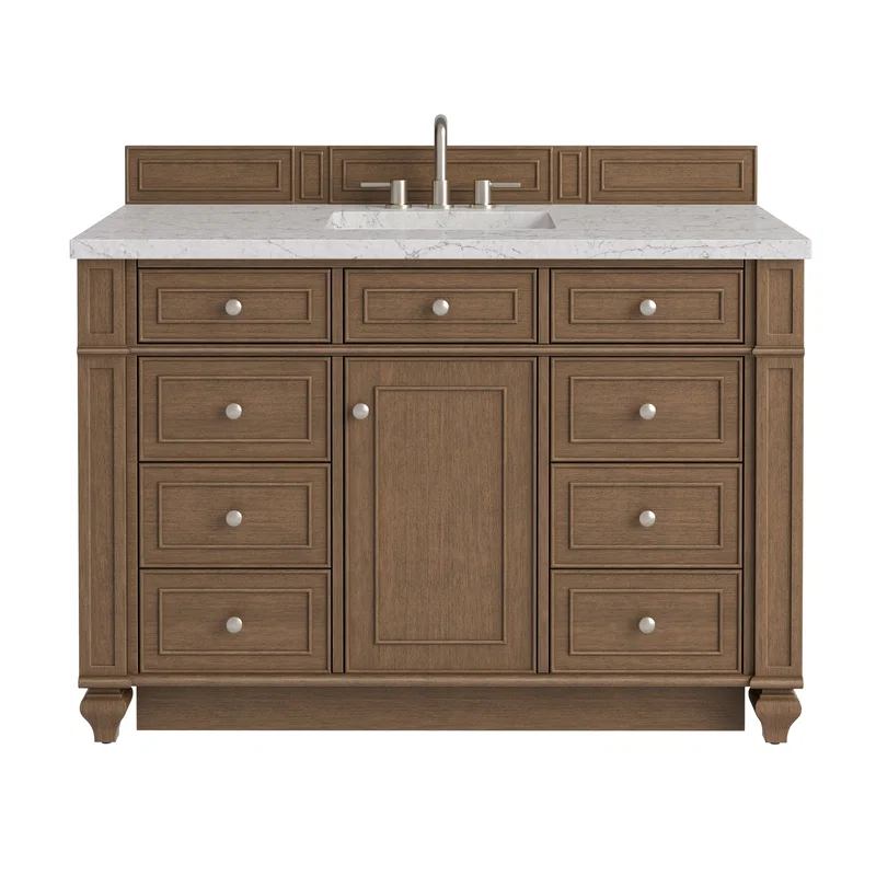 Bristol 48" Single Vanity, Saddle Brown w/ 3 CM Eternal Jasmine Pearl Silestone Top