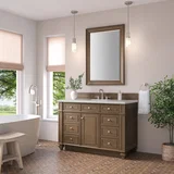 Bristol 48" Single Vanity, Saddle Brown w/ 3 CM Eternal Jasmine Pearl Silestone Top