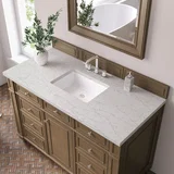 Bristol 48" Single Vanity, Saddle Brown w/ 3 CM Eternal Jasmine Pearl Silestone Top