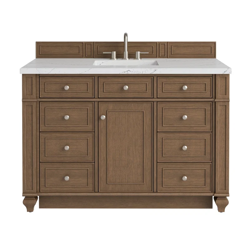 Bristol 48" Single Vanity, Saddle Brown w/ 3 CM Ethereal Noctis Silestone Top