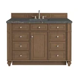 Bristol 48" Single Vanity, Saddle Brown w/ 3 CM Parisien Bleu Silestone Top