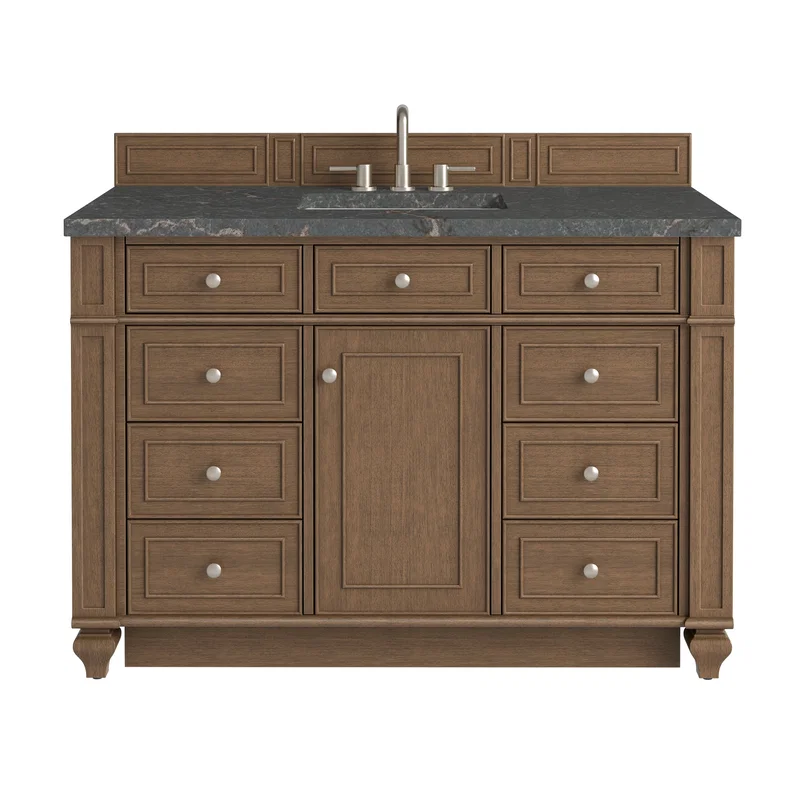 Bristol 48" Single Vanity, Saddle Brown w/ 3 CM Parisien Bleu Silestone Top