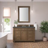 Bristol 48" Single Vanity, Saddle Brown w/ 3 CM Parisien Bleu Silestone Top