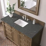 Bristol 48" Single Vanity, Saddle Brown w/ 3 CM Parisien Bleu Silestone Top