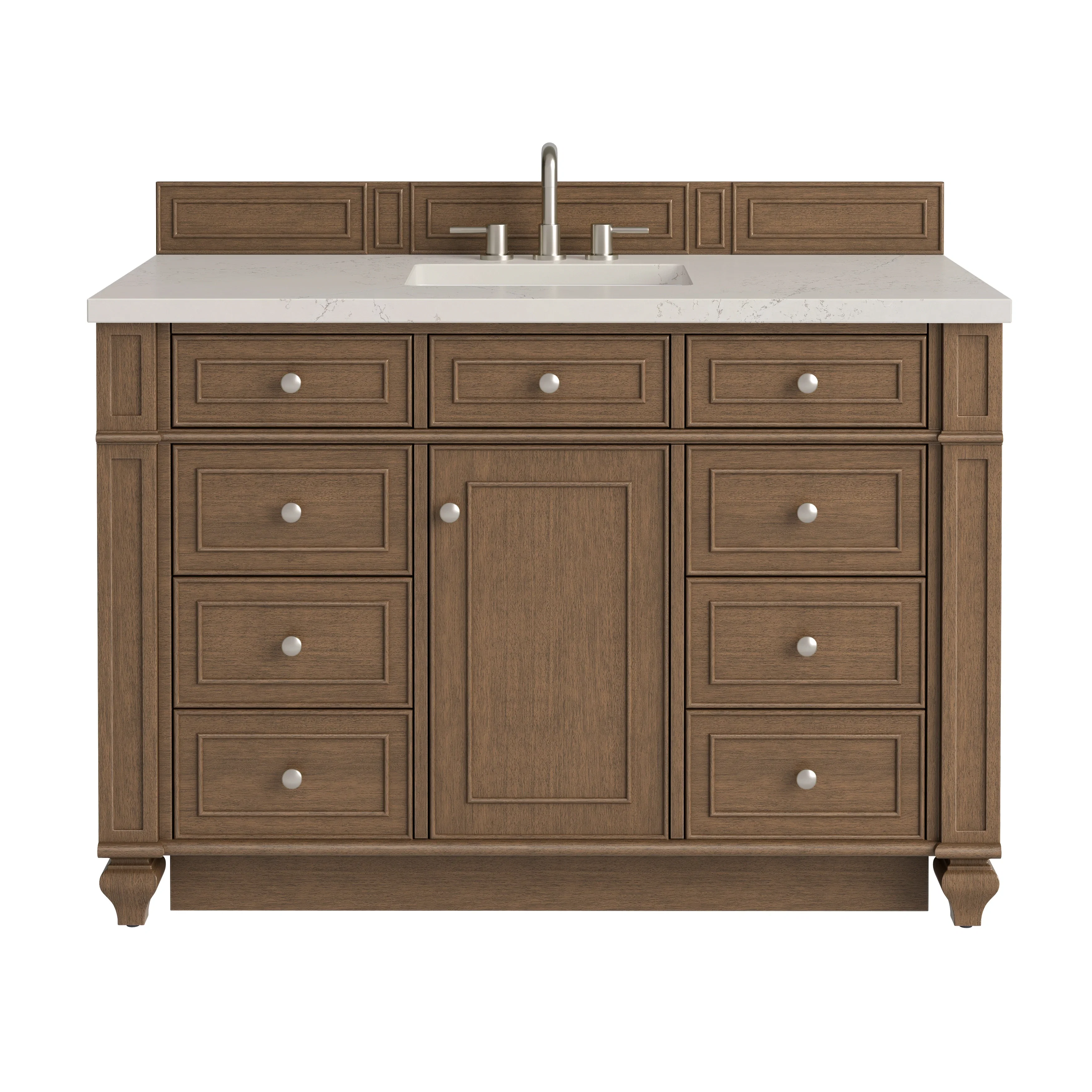 Bristol 48" Single Vanity, Saddle Brown, w/ 3 CM Siberian Silestone Top