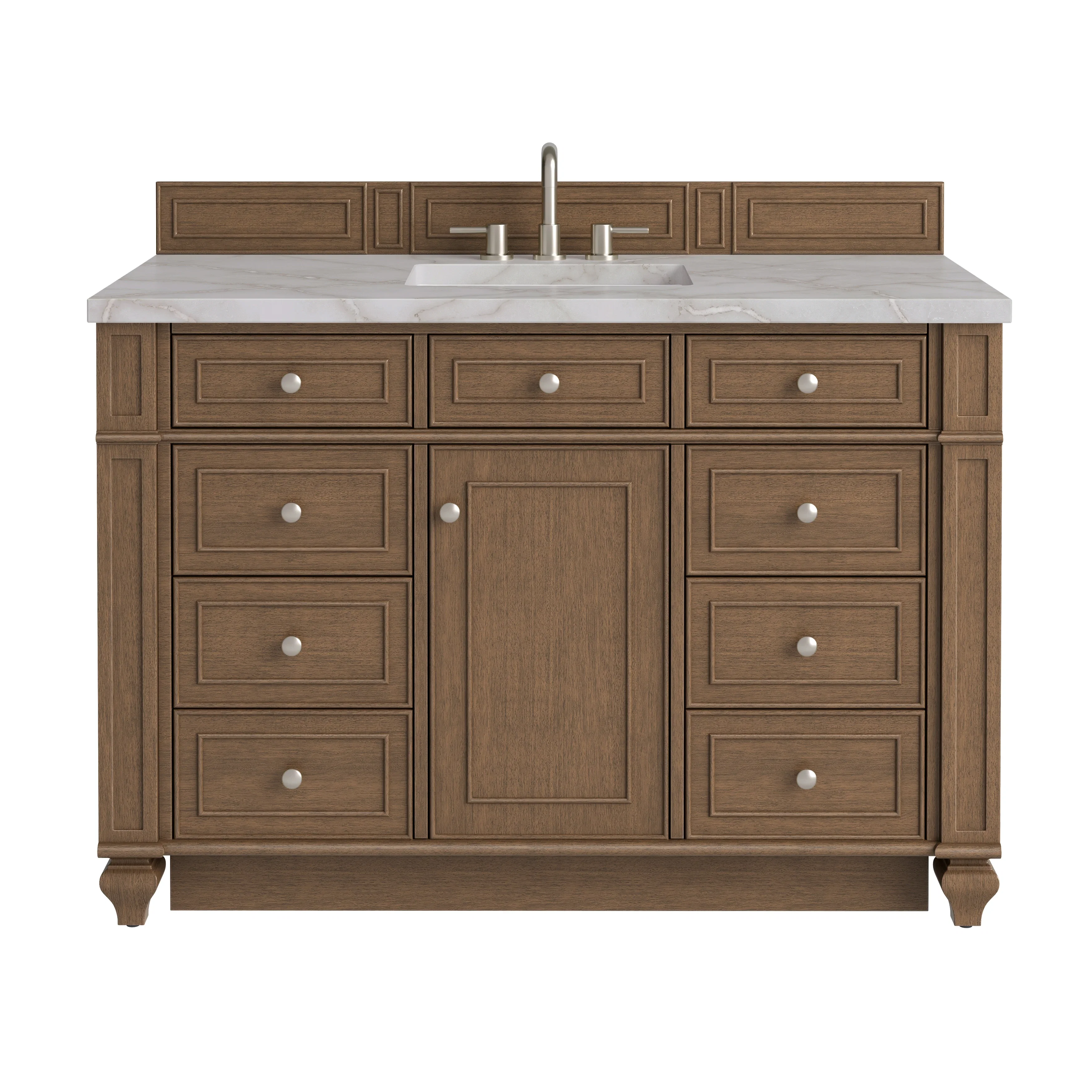 Bristol 48" Single Vanity, Saddle Brown w/ 3 CM Victorian Silver Silestone Top