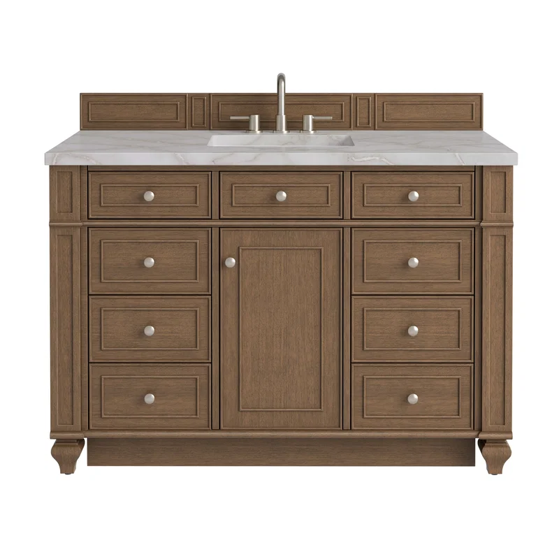 Bristol 48" Single Vanity, Saddle Brown w/ 3 CM Victorian Silver Silestone Top