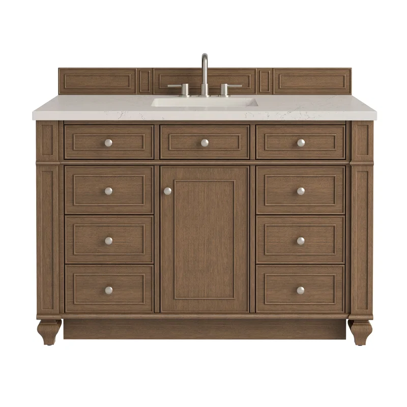 Bristol 48" Single Vanity, Saddle Brown, w/ 3 CM Siberian Silestone Top w/FreePower Wireless Charger